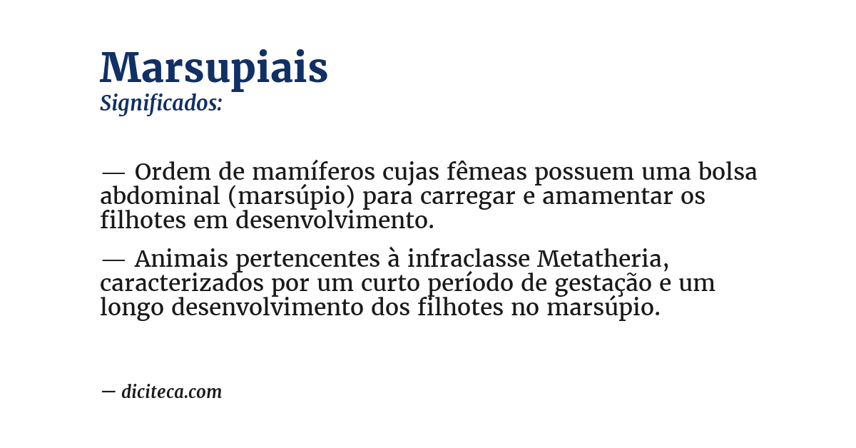 Significado de marsupiais