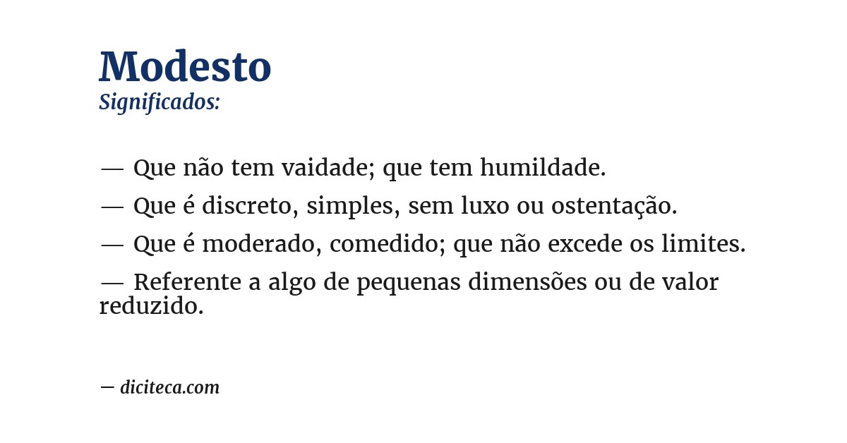 Significado de modesto