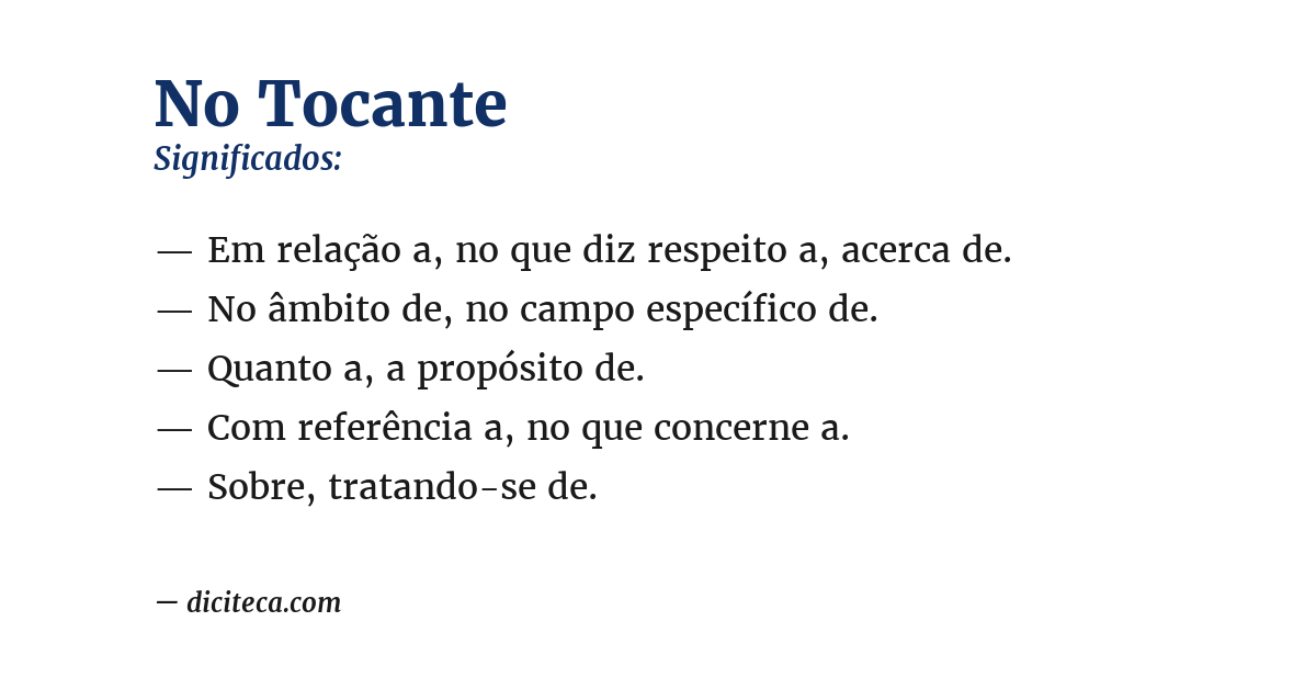 Significado de no tocante