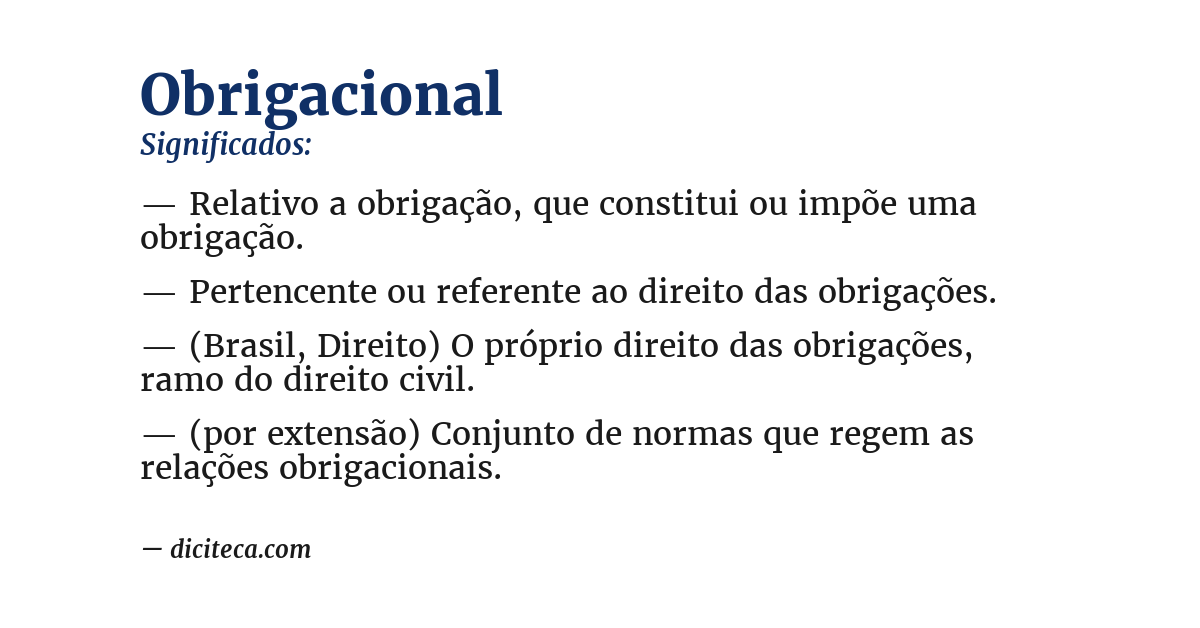 Significado de obrigacional