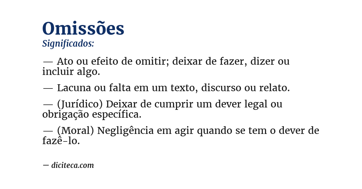 Significado de omissões