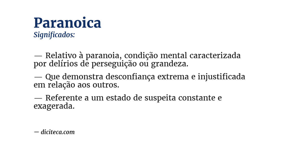 Significado de paranoica