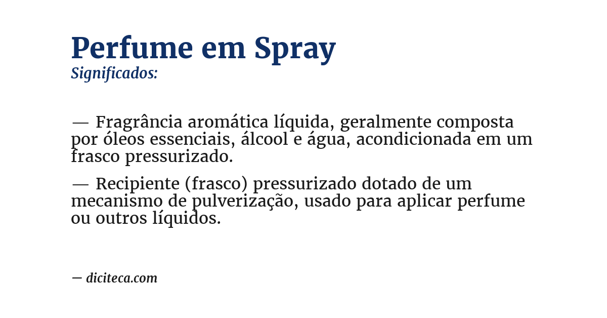 Significado de perfume em spray