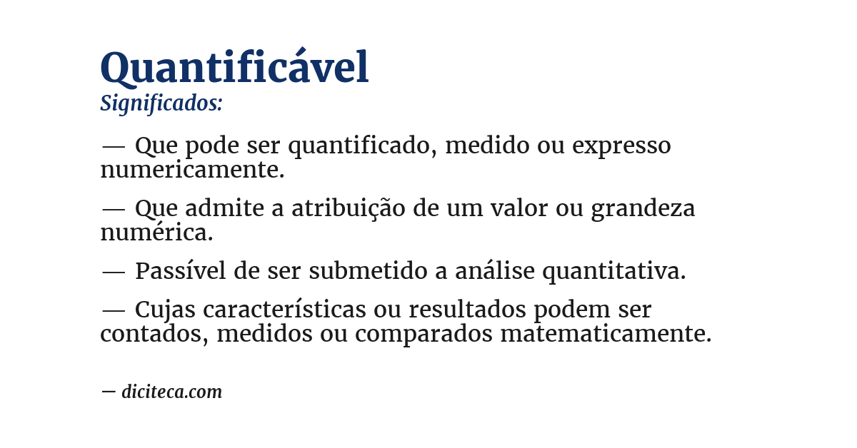 Significado de quantificável