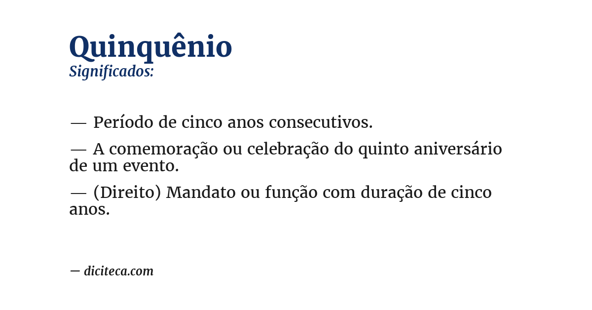 Significado de quinquênio