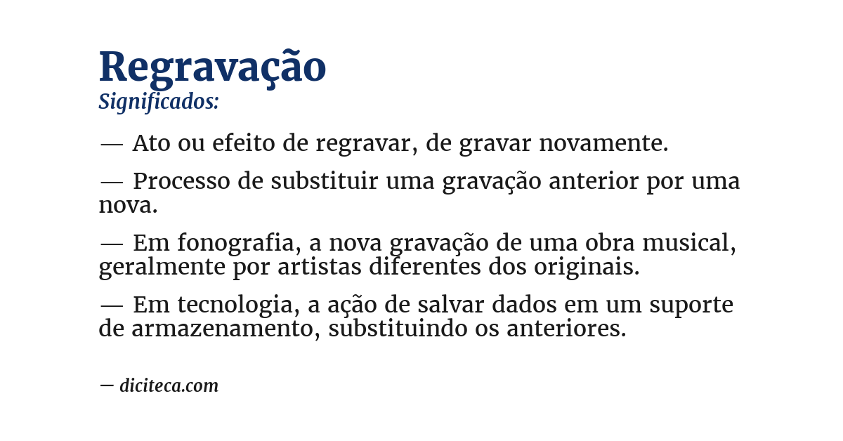 Significado de regravação
