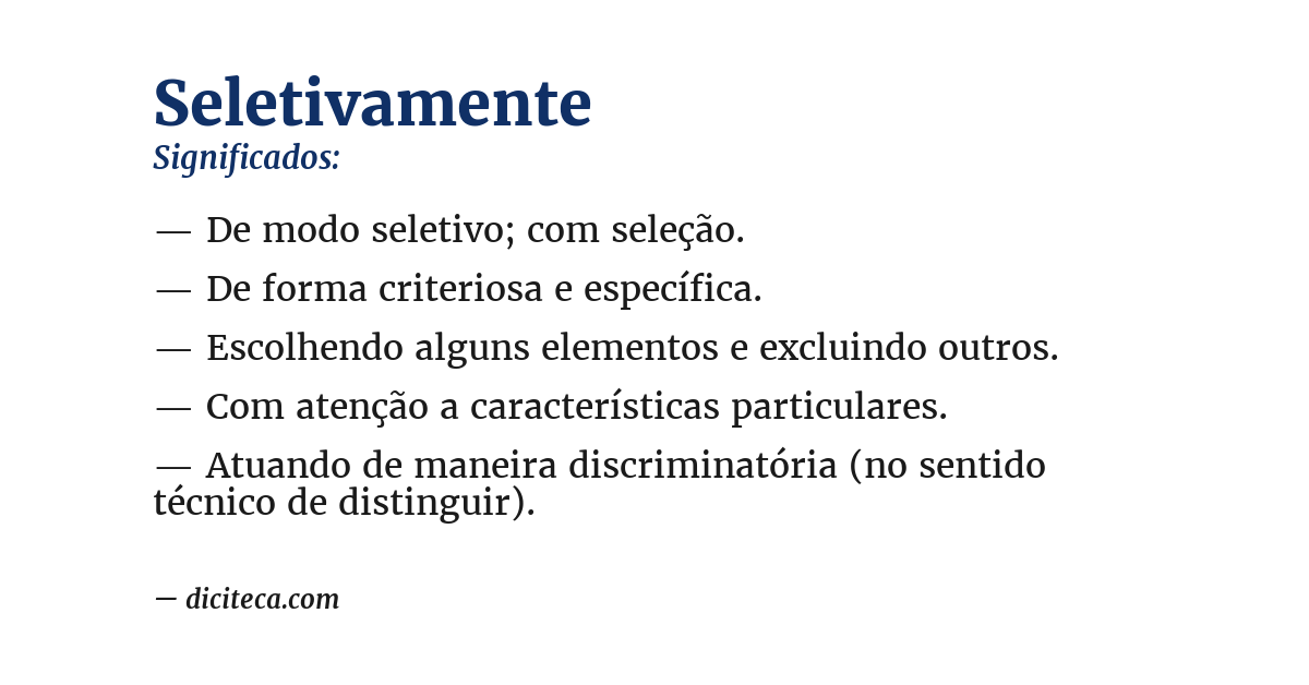 Significado de seletivamente