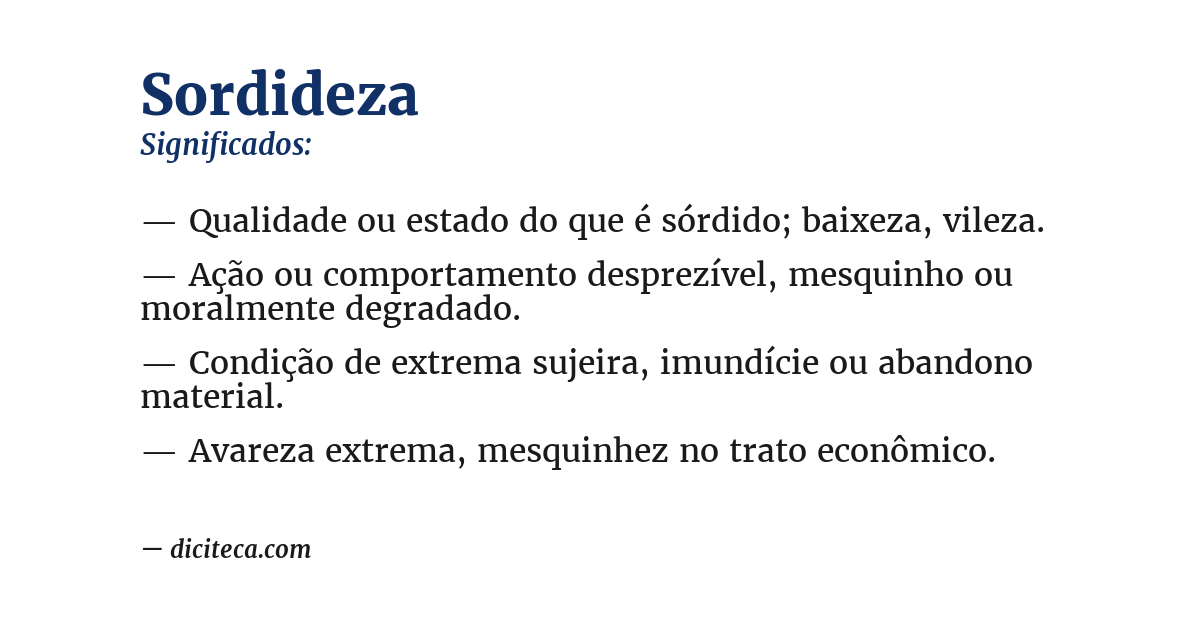 Significado de sordideza