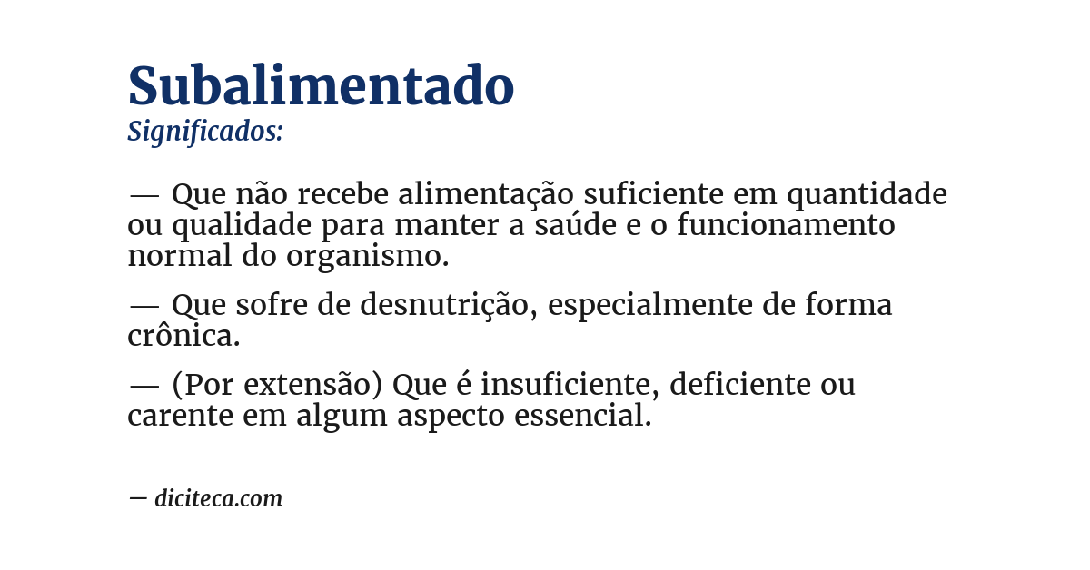 Significado de subalimentado