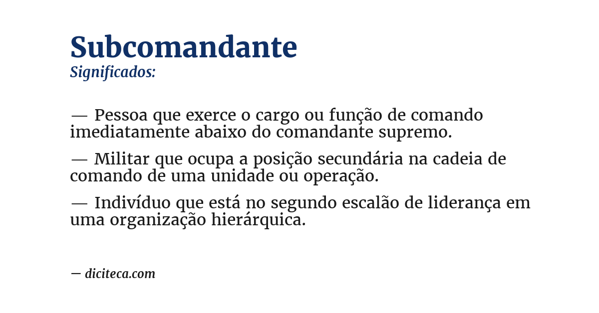 Significado de subcomandante