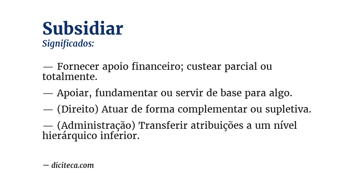 Significado de subsidiar
