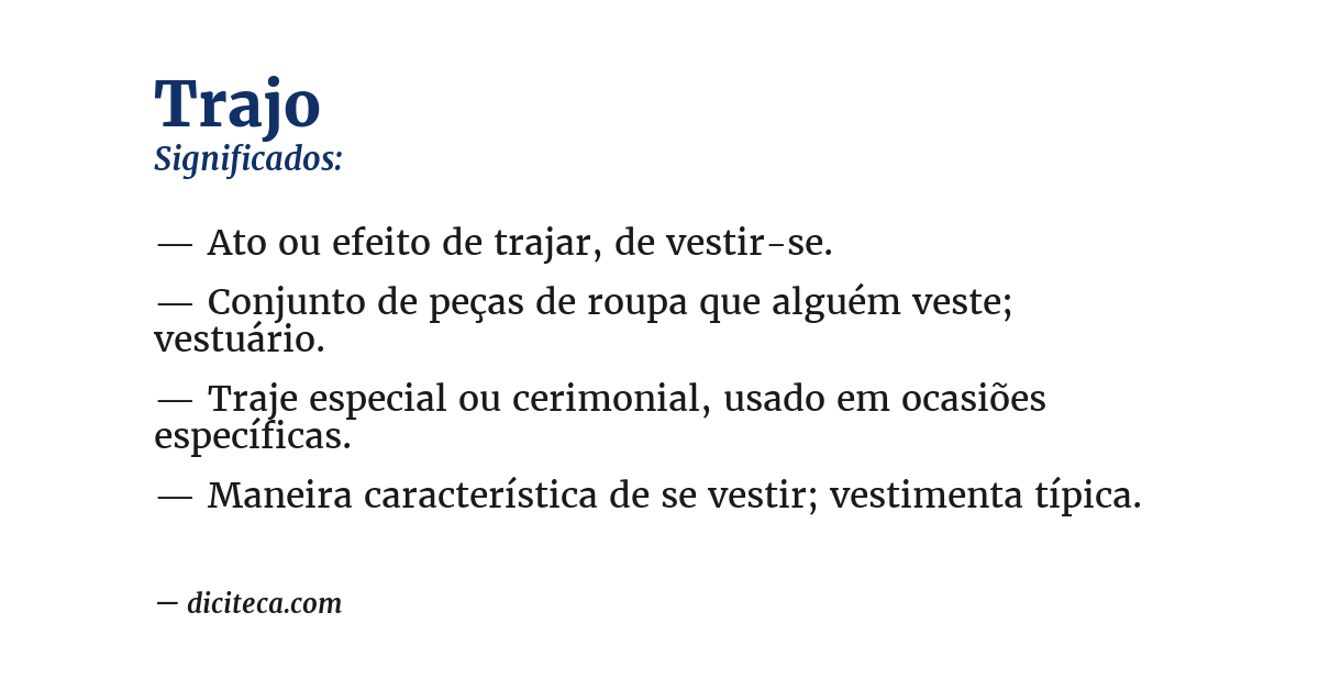 Significado de trajo
