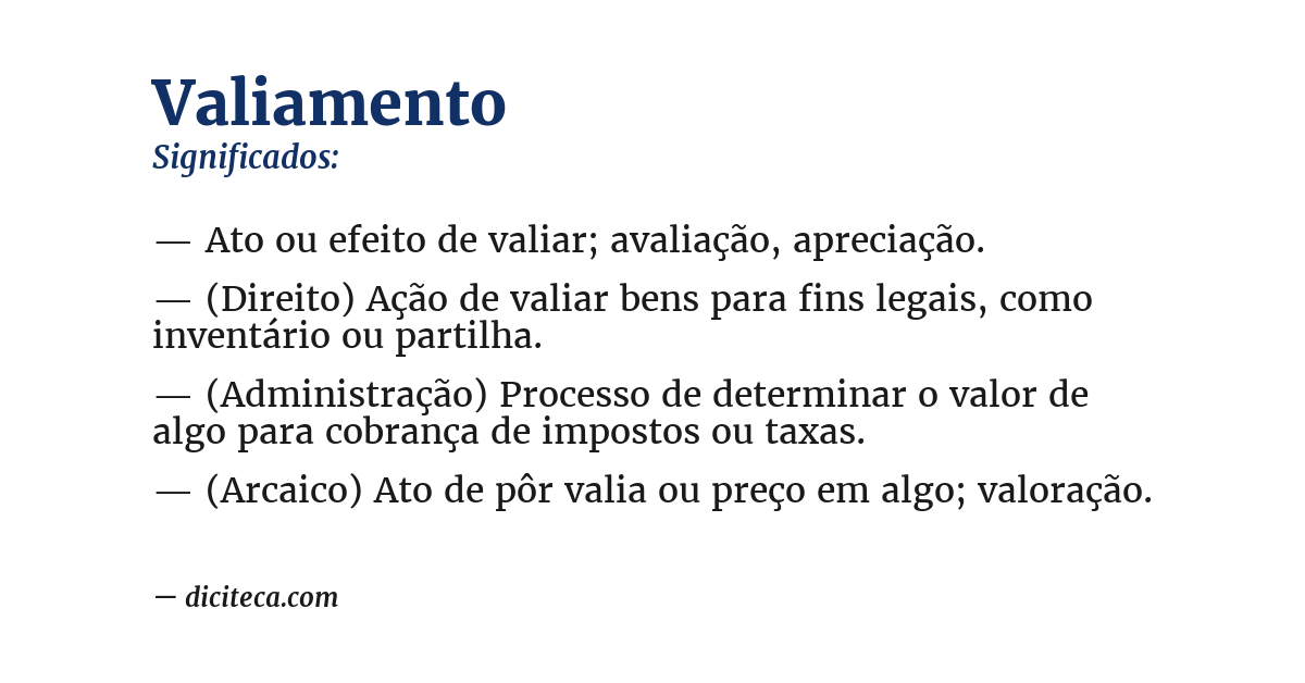 Significado de valiamento