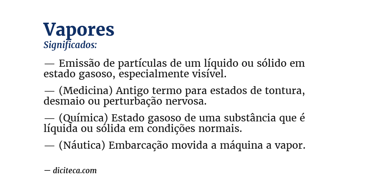 Significado de vapores