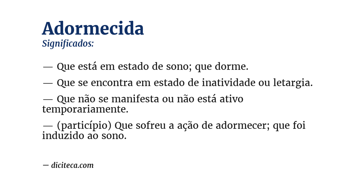 Significado de adormecida