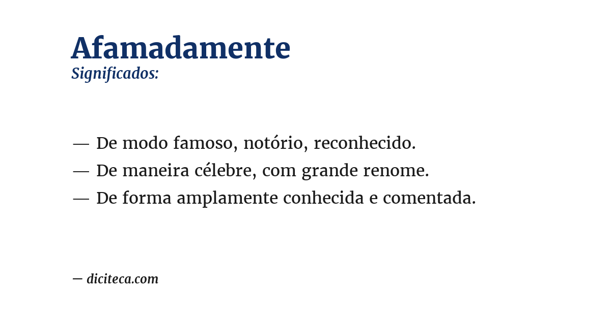 Significado de afamadamente