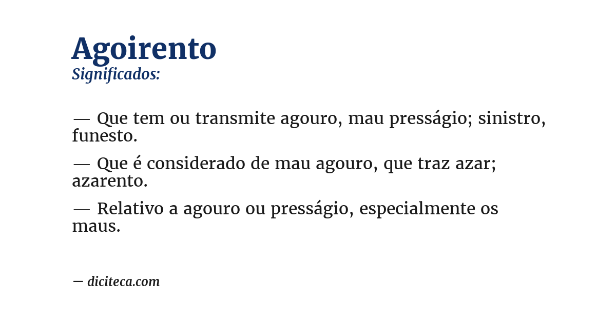 Significado de agoirento
