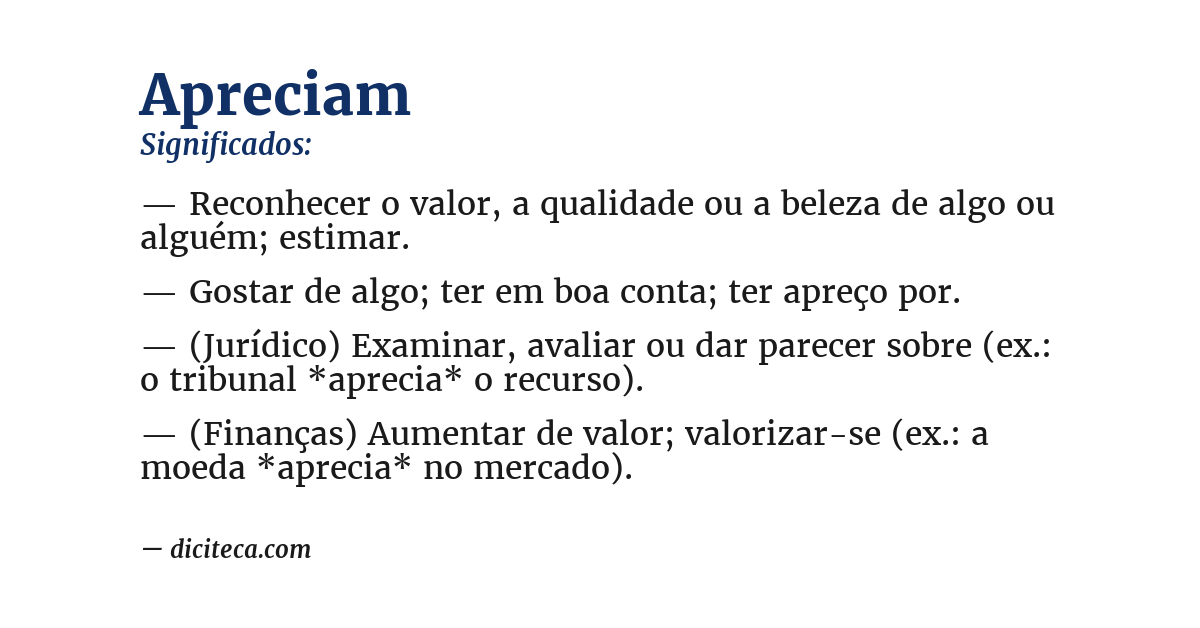 Significado de apreciam