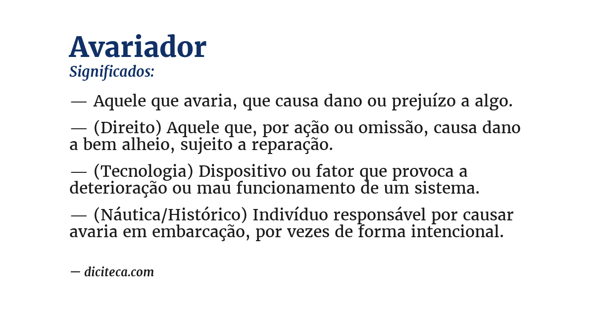 Significado de avariador