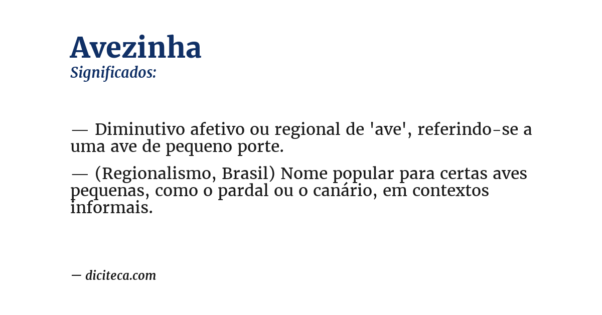 Significado de avezinha
