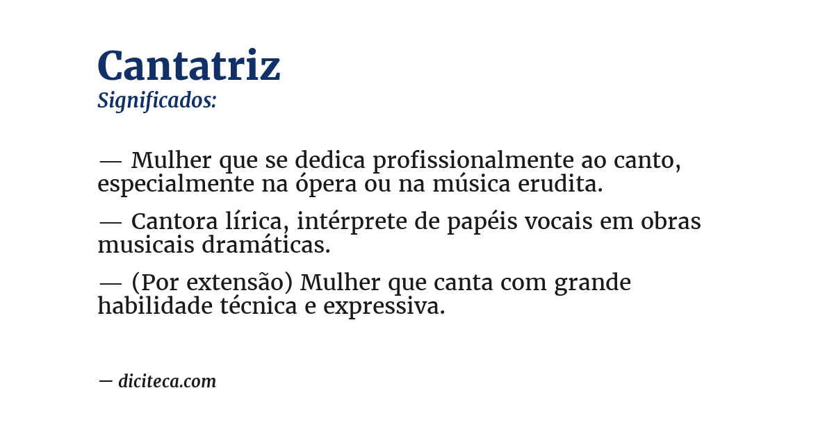 Significado de cantatriz