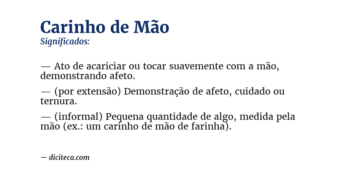 Significado de carinho de mão
