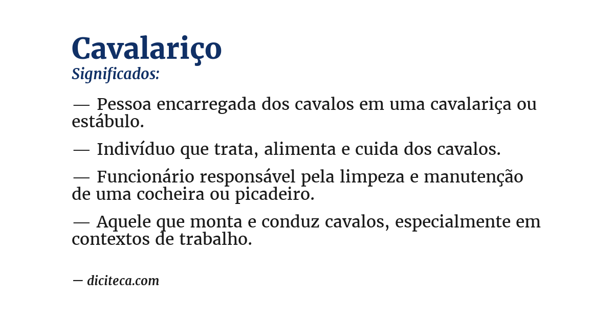 Significado de cavalariço