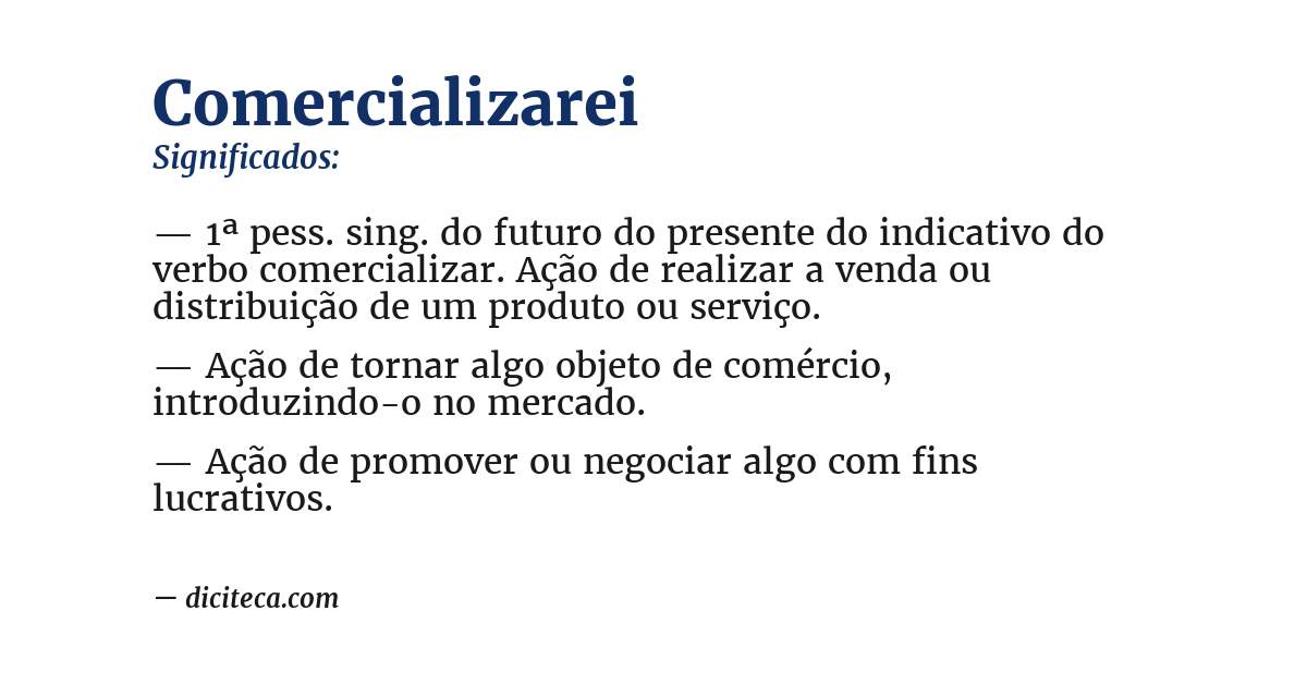 Significado de comercializarei