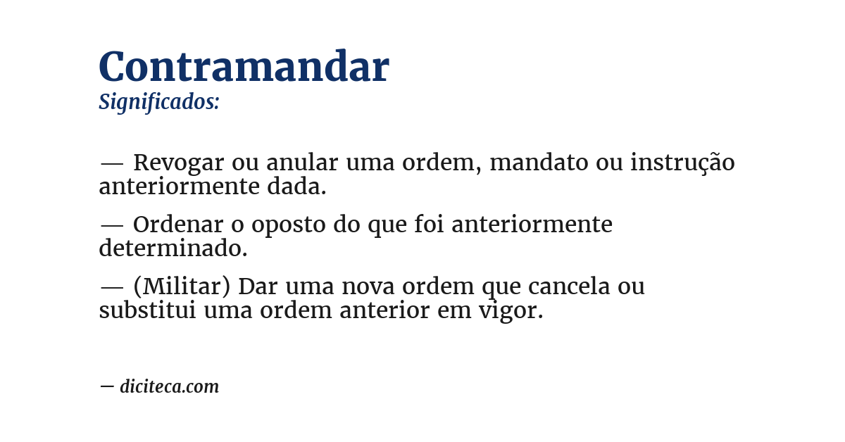 Significado de contramandar
