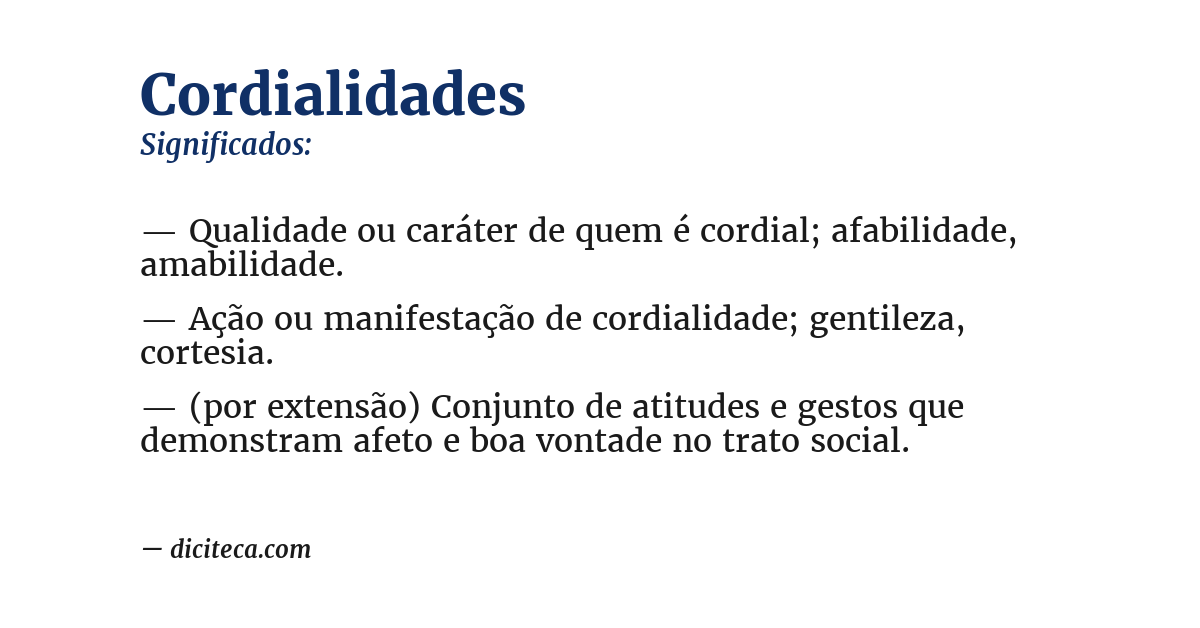 Significado de cordialidades