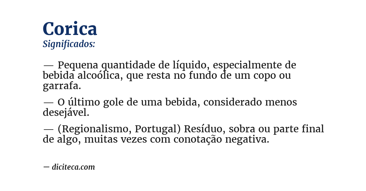 Significado de corica