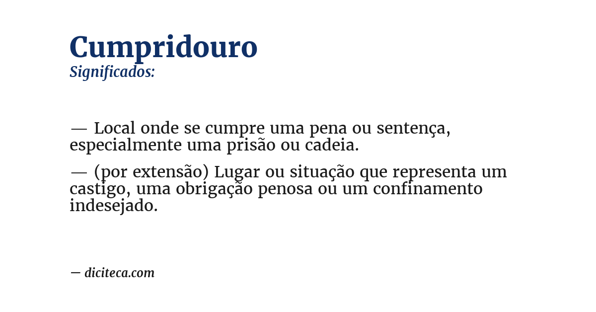 Significado de cumpridouro