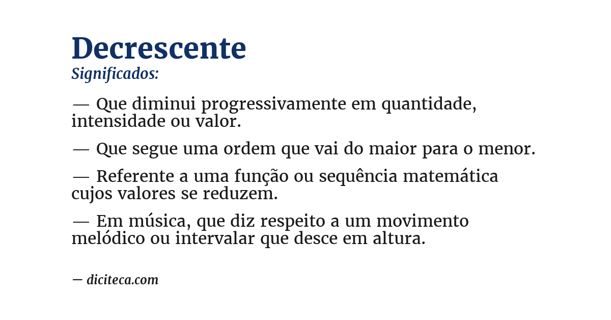 Significado de decrescente