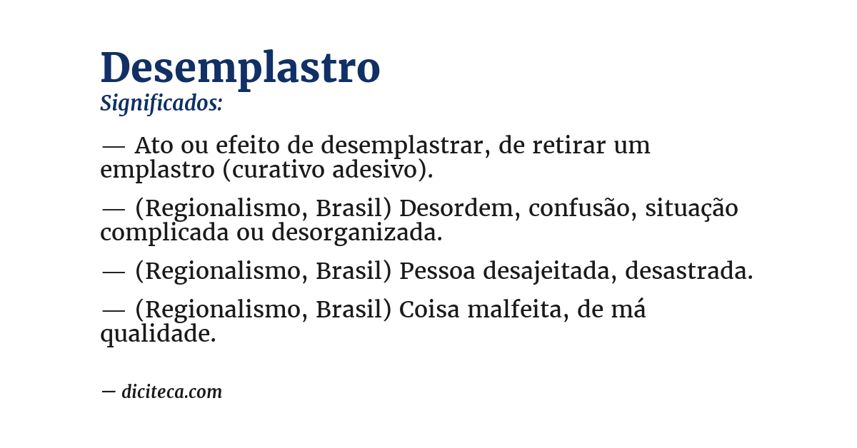 Significado de desemplastro