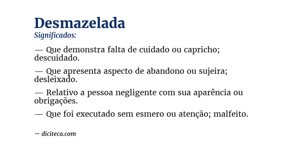 Significado de desmazelada