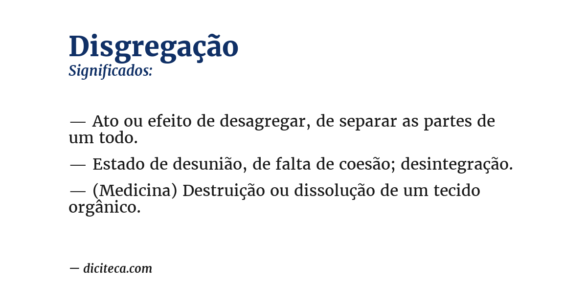 Significado de disgregação