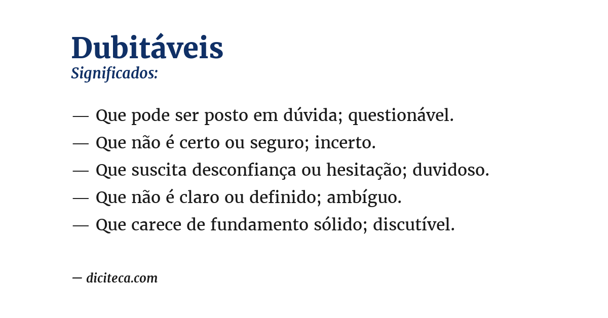 Significado de dubitáveis