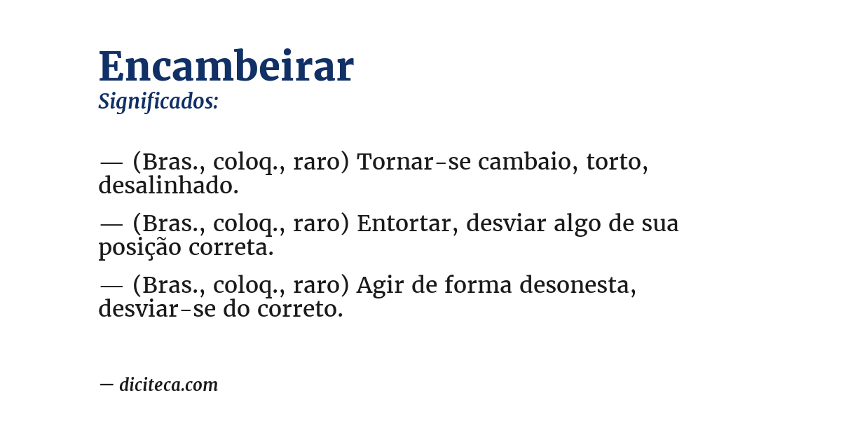 Significado de encambeirar