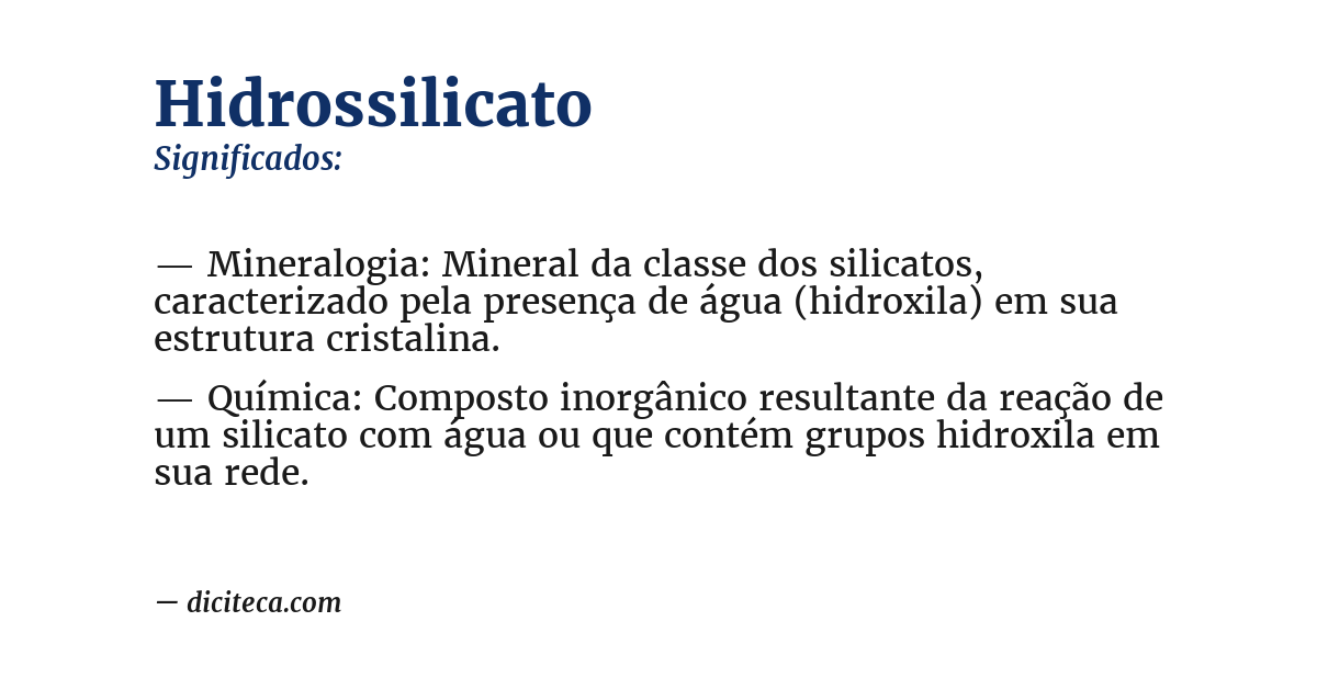 Significado de hidrossilicato