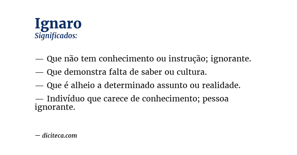 Significado de ignaro