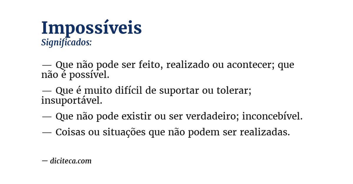 Significado de impossíveis