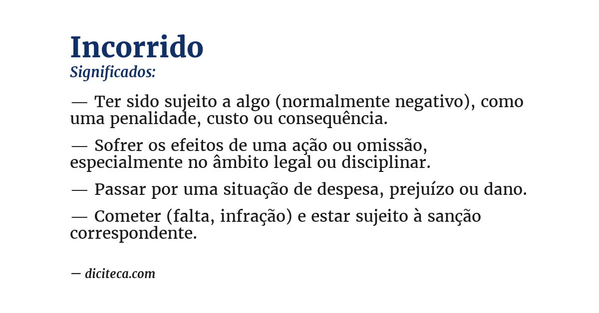 Significado de incorrido