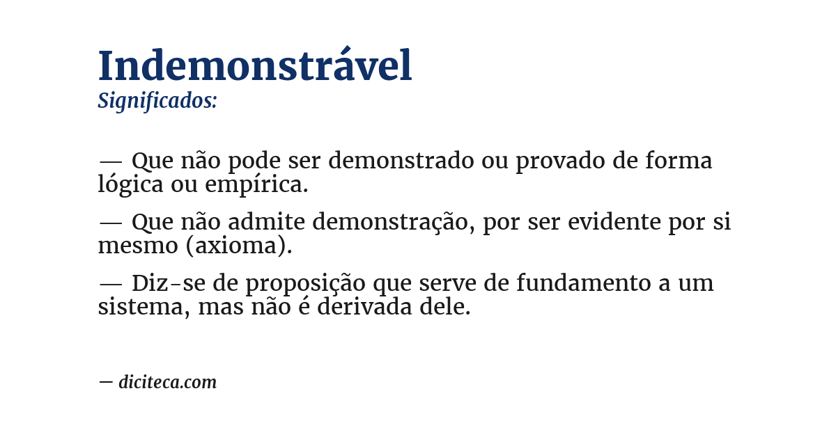 Significado de indemonstrável