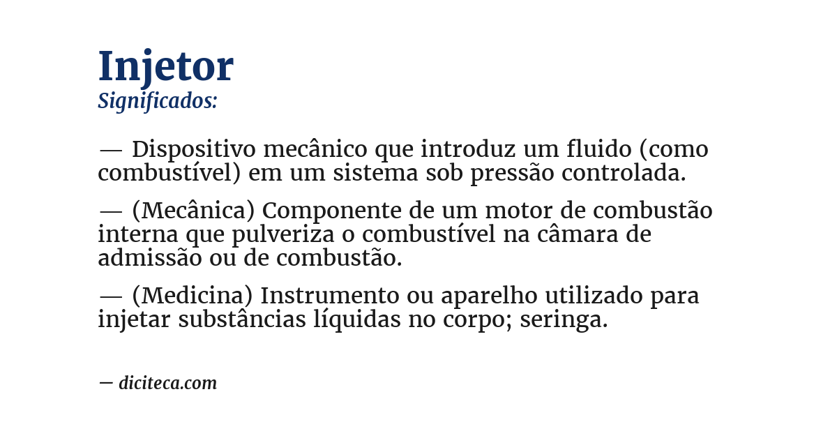 Significado de injetor