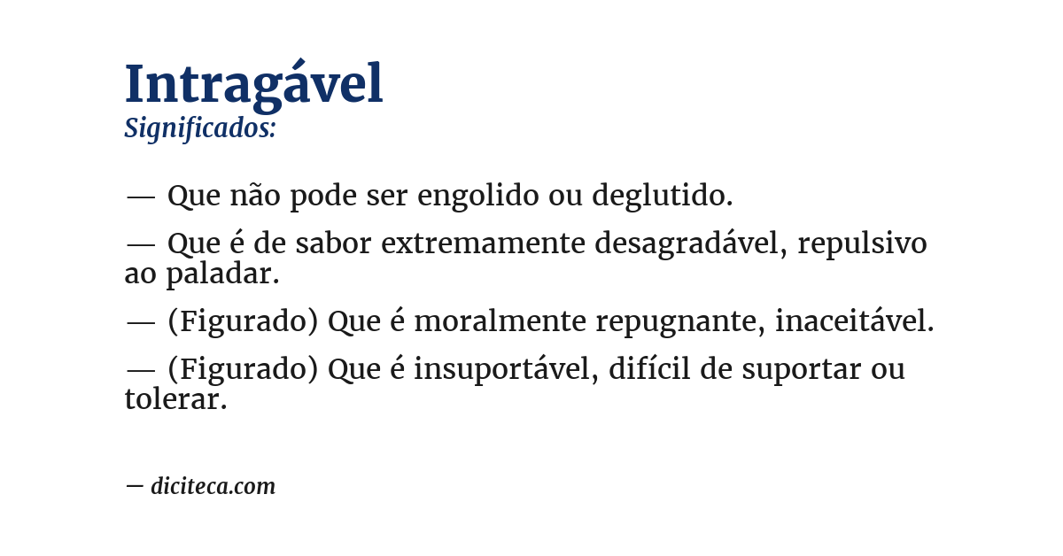 Significado de intragável