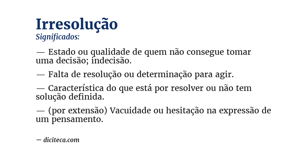 Significado de irresolução