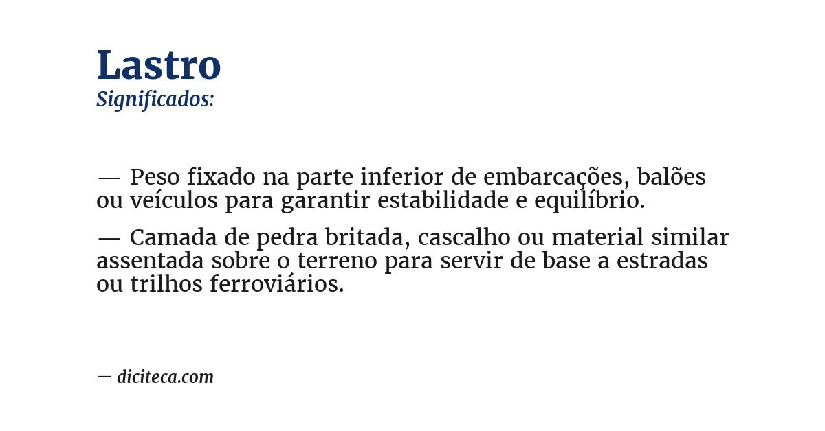 Significado de lastro