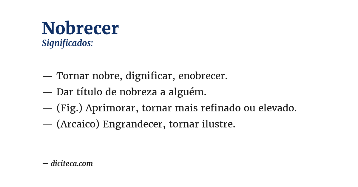 Significado de nobrecer