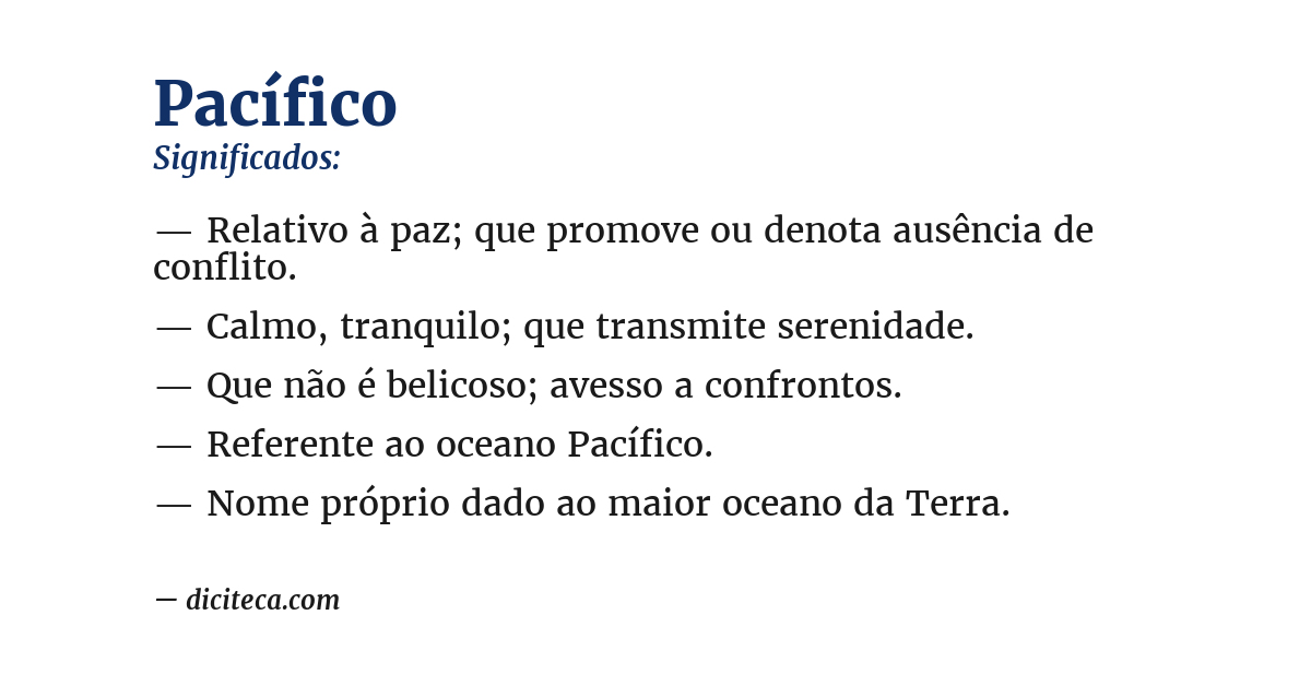 Significado de pacífico
