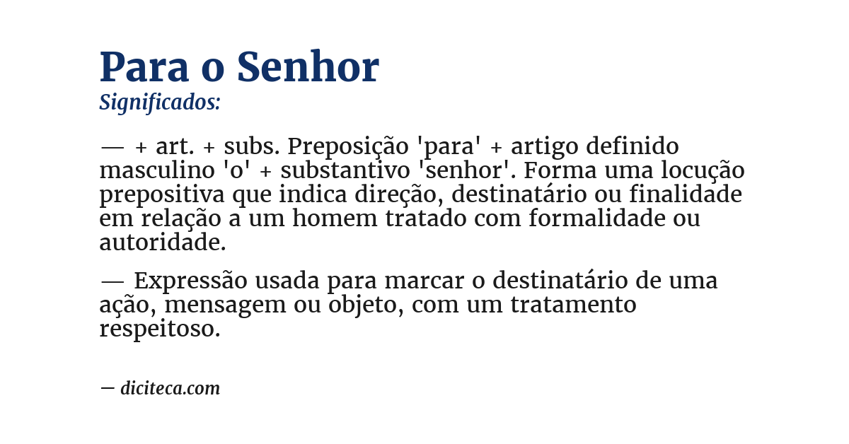 Significado de para o senhor